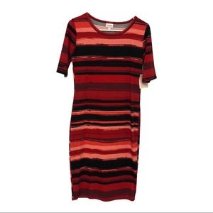 LulaRoe red coral striped Julia dress‎